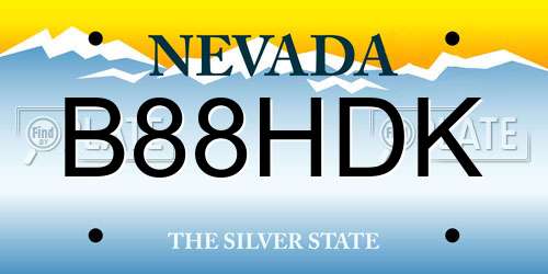 B88HDK Nevada License Plate