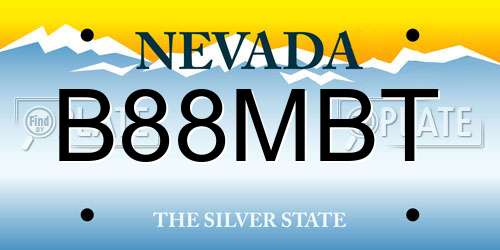 B88MBT Nevada License Plate