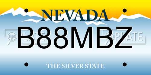 B88MBZ Nevada License Plate