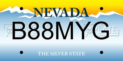 B88MYG Nevada License Plate