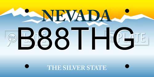 B88THG Nevada License Plate