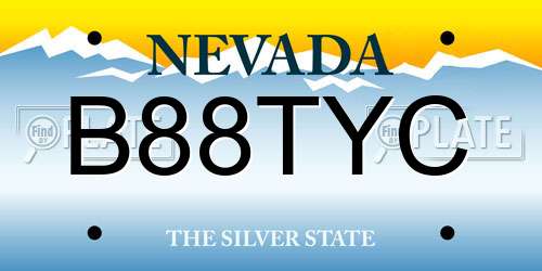 B88TYC Nevada License Plate