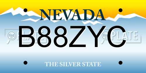 B88ZYC Nevada License Plate