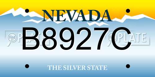 B8927C Nevada License Plate
