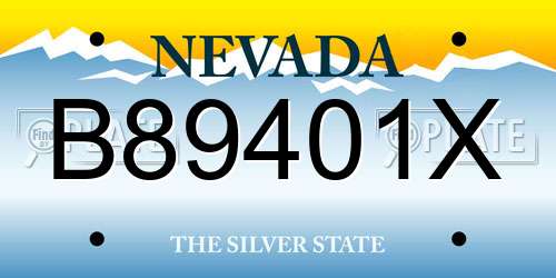 B89401X Nevada License Plate