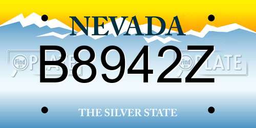 B8942Z Nevada License Plate