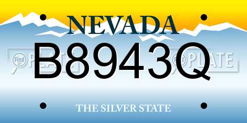 B8943Q Nevada License Plate