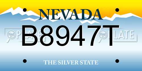 B8947T Nevada License Plate