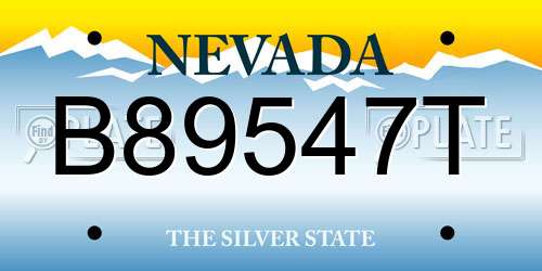 B89547T Nevada License Plate