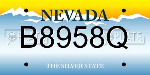 B8958Q Nevada License Plate