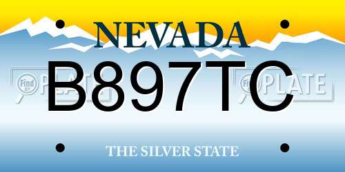 B897TC Nevada License Plate