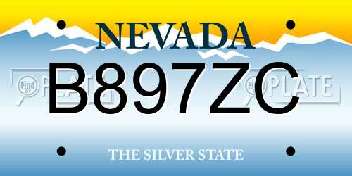 B897ZC Nevada License Plate