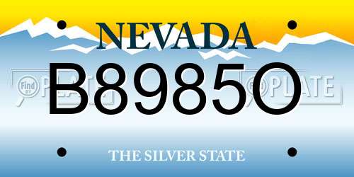 B8985O Nevada License Plate