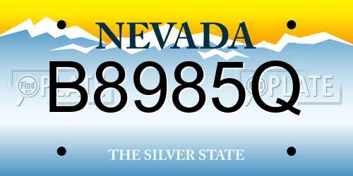 B8985Q Nevada License Plate