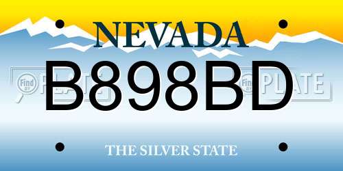 B898BD Nevada License Plate