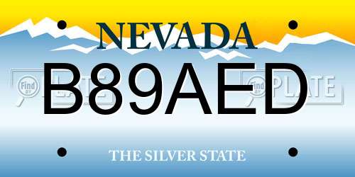 B89AED Nevada License Plate