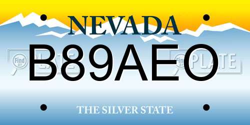 B89AEO Nevada License Plate