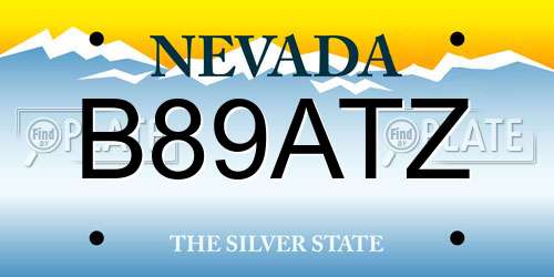 B89ATZ Nevada License Plate