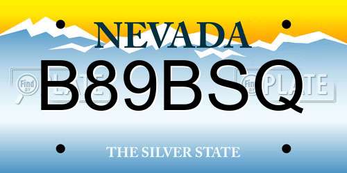 B89BSQ Nevada License Plate
