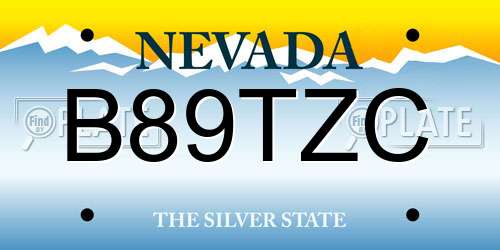 B89TZC Nevada License Plate