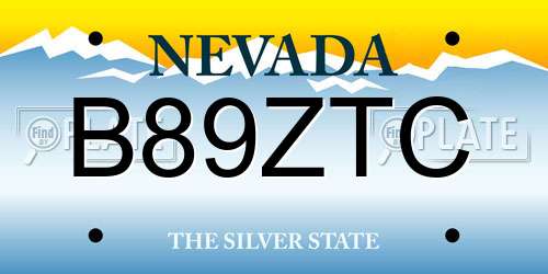 B89ZTC Nevada License Plate
