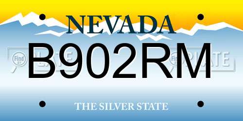 B902RM Nevada License Plate