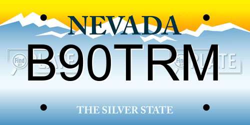 B90TRM Nevada License Plate