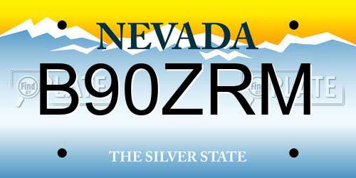 B90ZRM Nevada License Plate