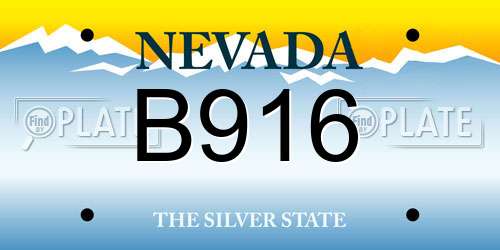 B916 Nevada License Plate
