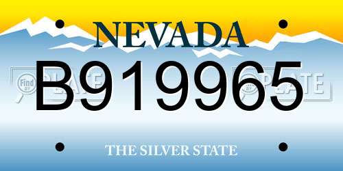 B919965 Nevada License Plate