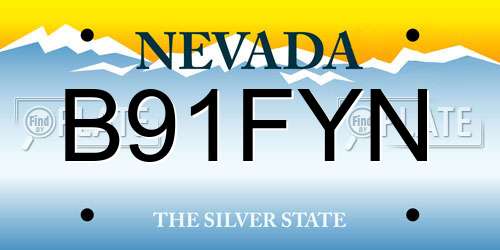 B91FYN Nevada License Plate