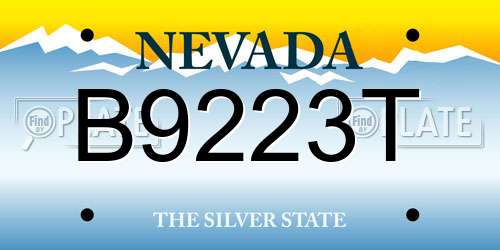 B9223T Nevada License Plate