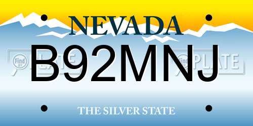 B92MNJ Nevada License Plate