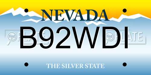 B92WDI Nevada License Plate