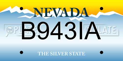 B943IA Nevada License Plate