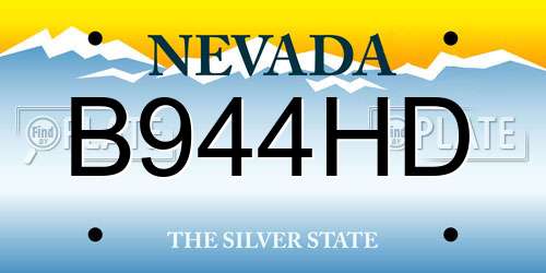 B944HD Nevada License Plate