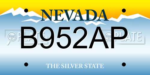 B952AP Nevada License Plate