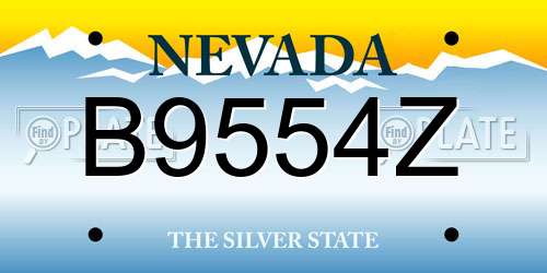 B9554Z Nevada License Plate