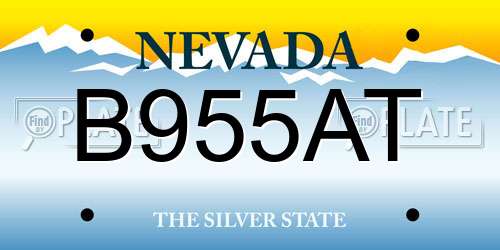 B955AT Nevada License Plate