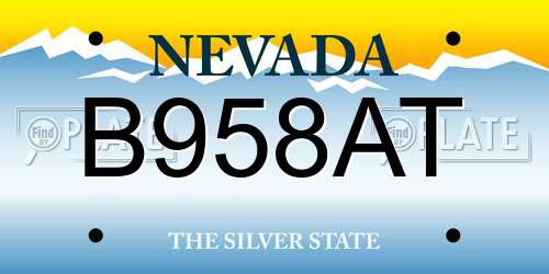 B958AT Nevada License Plate