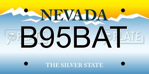 B95BAT Nevada License Plate