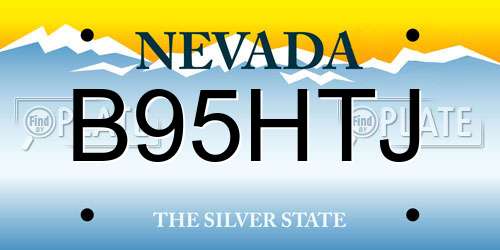 B95HTJ Nevada License Plate