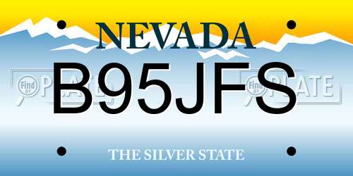 B95JFS Nevada License Plate