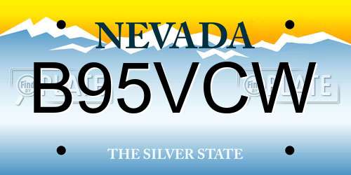 B95VCW Nevada License Plate