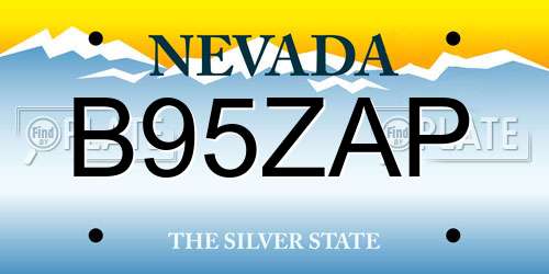 B95ZAP Nevada License Plate