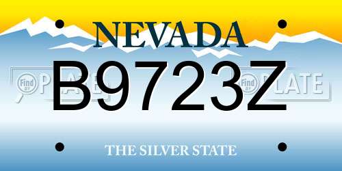 B9723Z Nevada License Plate