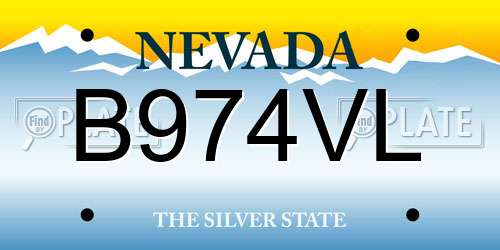 B974VL Nevada License Plate