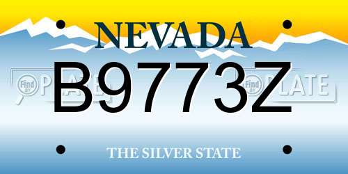 B9773Z Nevada License Plate