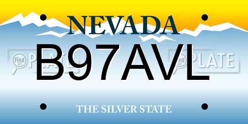 B97AVL Nevada License Plate