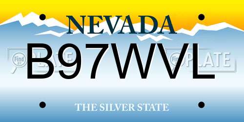 B97WVL Nevada License Plate